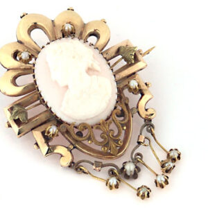 Καρφίτσα με Cameo και Μαργαριτάρια