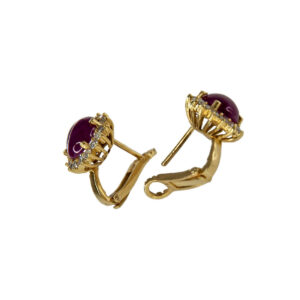 Gold Earrings with Rubies