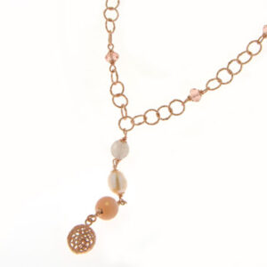 Κολιέ με ρόζ Quartz και μία Πέρλες